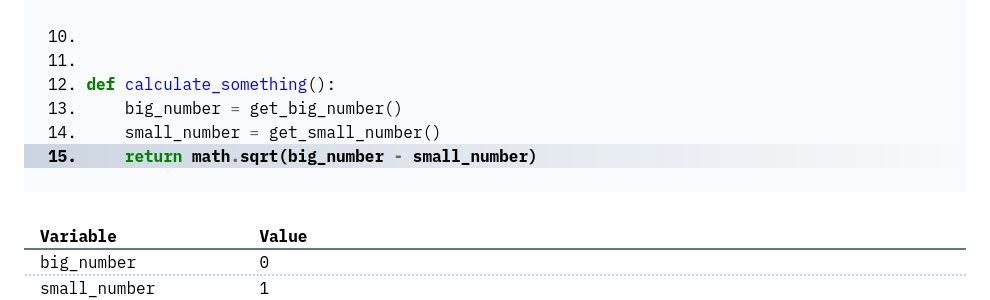 Stacktrace with local variables