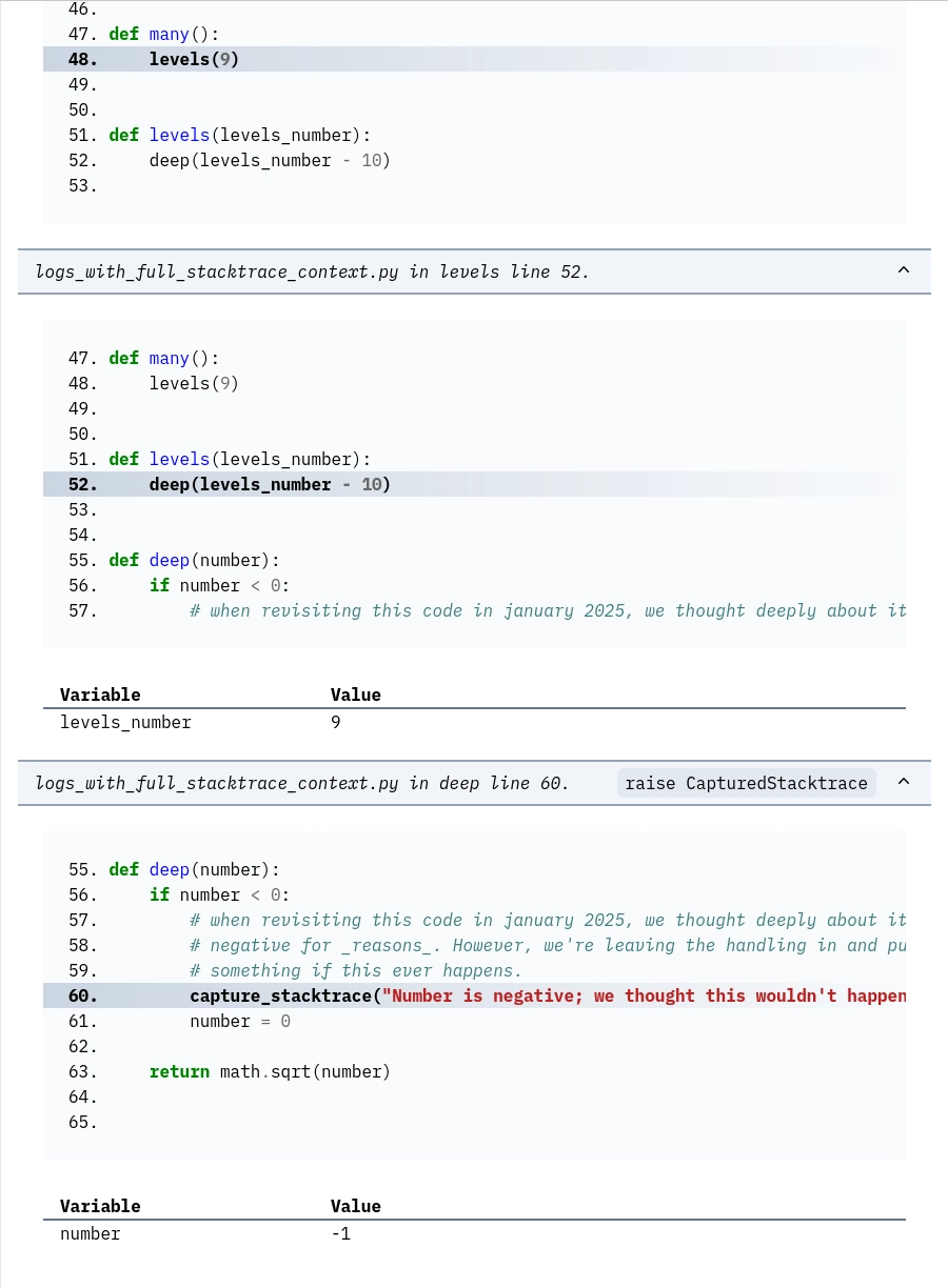 Annotated error event in Bugsink