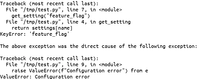 Plain text stack trace